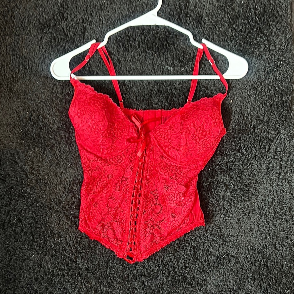 Red Lace Corset Top